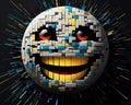 an image of a pixelated smiley face made out of bricks Royalty Free Stock Photo