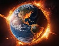 image of planet earth exploding in flames. Royalty Free Stock Photo