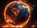 image of planet earth exploding in flames. Royalty Free Stock Photo
