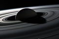 Image of a planet with rings in space. Planet Saturn. Generated by artificial intelligence Royalty Free Stock Photo