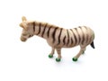 A plastic children toy zebra isolated on white background Royalty Free Stock Photo