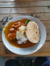 A plate of vegetarian curry chicken rice. Royalty Free Stock Photo