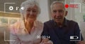 Image of play screen over caucasian senior couple Royalty Free Stock Photo