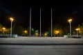 Image of a plaza in Cusco Peru. Main square in Peruvian Andes with empty flag poles.