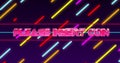Image of please insert coin text over neon pattern background Royalty Free Stock Photo
