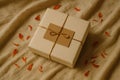 Elegant Rakhi Gift Box Mockup on Textured Fabric Royalty Free Stock Photo
