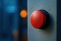 Emergency red stop button on gray panel. industrial safety, machinery shutdown, and risk prevention Royalty Free Stock Photo