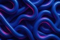 Intertwined blue tubes. 3d looping structure with glossy light and purple accents Royalty Free Stock Photo