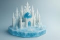 Ice Palace With Crystals And Figures On Frozen Surface. Fantasy Scene Royalty Free Stock Photo
