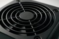 Close-Up Cooling Fan Grill. Black Electronic Equipment Detail Royalty Free Stock Photo