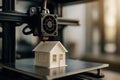3D Printer Creating House Model. Modern Technology Use Royalty Free Stock Photo