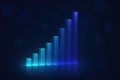 3D Bar Chart. Neon Blue Purple Columns. Digital Growth Data Royalty Free Stock Photo