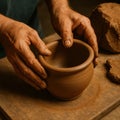 Hands Shaping Clay Pot. Artisan Craftsmanship Detail Royalty Free Stock Photo
