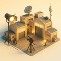 Miniature Film Studio Lot With Lighting Equipment. Cinematic Production Scene Royalty Free Stock Photo
