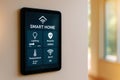 Smart Home Control Panel On Wall With Lighting Security Temperature And Wifi. Modern Technology Concept Royalty Free Stock Photo