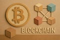 Cardboard Paper Cut Illustration of Blockchain Network Concept Royalty Free Stock Photo