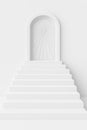 Minimal White Stairs background Leading to Open Door Symbolizing Opportunity and Success Royalty Free Stock Photo