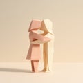 AI-generated minimalist image of two origami paper figures embracing Royalty Free Stock Photo