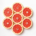 Pink grapefruit slices arranged in a circular pattern. Royalty Free Stock Photo
