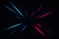 Neon blue and pink light streak burst on black background Royalty Free Stock Photo