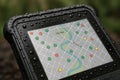 Rugged Waterproof Tablet with Digital Map in Rain, generative ai Royalty Free Stock Photo
