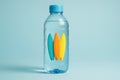 Water bottle with mini surfboards Royalty Free Stock Photo
