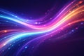 Curved Multicolored Light Trails with Particles on Dark Background Royalty Free Stock Photo