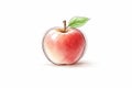 Artistic illustration of red apple with green leaf on white background Royalty Free Stock Photo