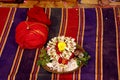 Poornahuti pattu and flower offerings for Homam