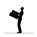 Vector cartoon image of a porter man . Porter man is carrying a large rectangular box in his hands. Cartoon loader man. Vector il