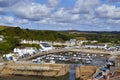 Porthleven Harbour with cloudy sky, Cornwall, UK Royalty Free Stock Photo