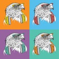 Image Portrait of eagle in a baseball cap with glasses. Pop art style vector illustration. Royalty Free Stock Photo