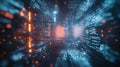 AI Network Transforming Sound Waves into Text in a Futuristic, High-Tech Digital Environment with Holographic Interfaces and