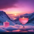 image portrays a captivating scene, aglow with the warm light of candle flames, creating a soft and welcoming atmosphere