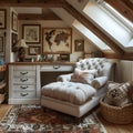 Cozy Attic Office with Charm Royalty Free Stock Photo