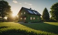 The image portrays a conceptual representation of a green home and environmentally friendly construction Royalty Free Stock Photo