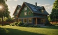 The image portrays a conceptual representation of a green home and environmentally friendly construction Royalty Free Stock Photo