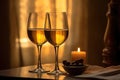 Romantic Couple Enjoying Wine by Candlelight Royalty Free Stock Photo