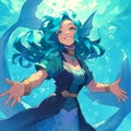 Mesmerizing Mermaid in Blue Depths Royalty Free Stock Photo