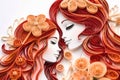 Love on Paper: Mother and Daughter Embracing on Mother\'s Day with Paper Quilling and Papercraft Technique, Generative AI