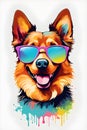 A happy dog face with really bright colors generated by ai Royalty Free Stock Photo