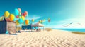 beach party festival with balloon decoration in hot summer time generated by ai