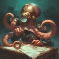 Victorian Octopus, Monocle & Chart