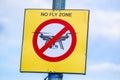 Post of the attached sign Prohibition of flying quadrocopters