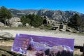 La Pedriza in the Sierra de Madrid. In the background the mountains and trees under a blue sky without Royalty Free Stock Photo