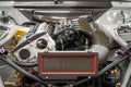 Image of Powerful engine closeup of sports car, motor block inside Royalty Free Stock Photo