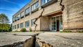 Critical Foundation Crack A Visual Representation of Structural Weakness and Potential Collapse Risk in a Building Royalty Free Stock Photo
