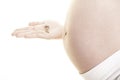 Image of pregnant woman key white background Royalty Free Stock Photo