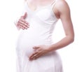 Image of pregnant woman touching her belly