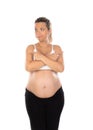 Image of pregnant woman touching her belly with hands Royalty Free Stock Photo